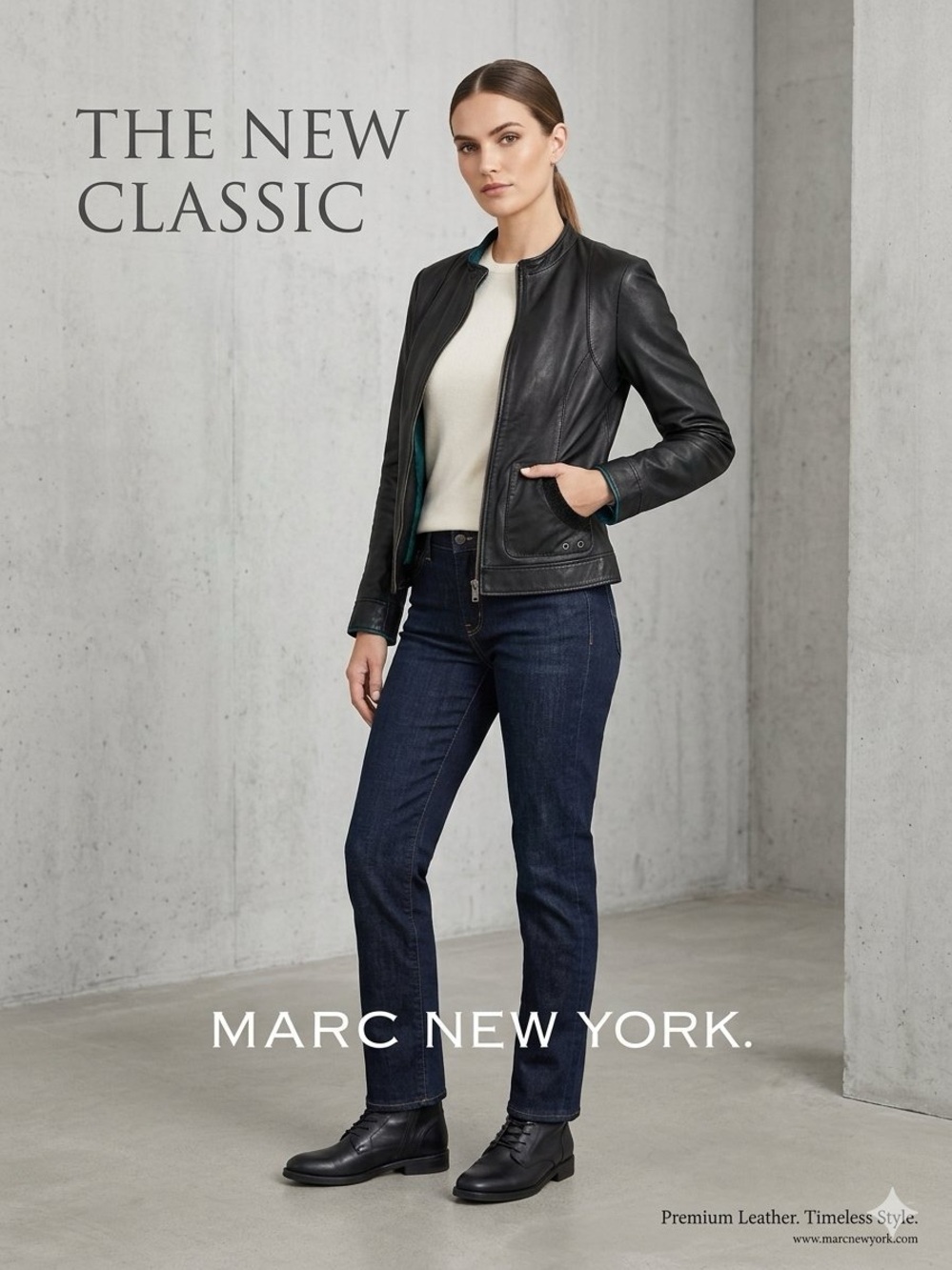 Women's Black Leather Zip-Front Jacket